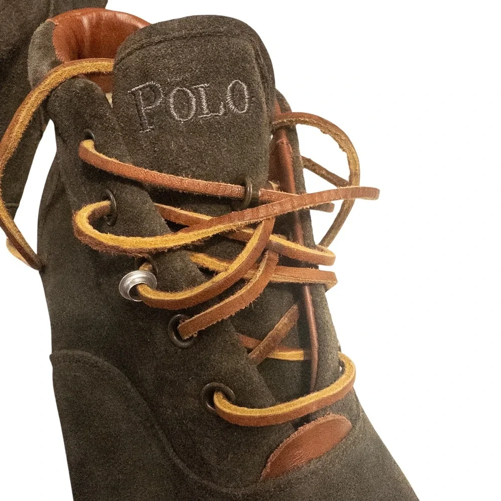 Polo Ralph Lauren Zale Oiled Suede Leather Boots Mens 10.5D Brown